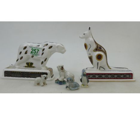 Wedgwood Panther from the Noah's  Ark Collection : together with a Kangaroo and Wade Whimsies polar bears, penguin and sea li