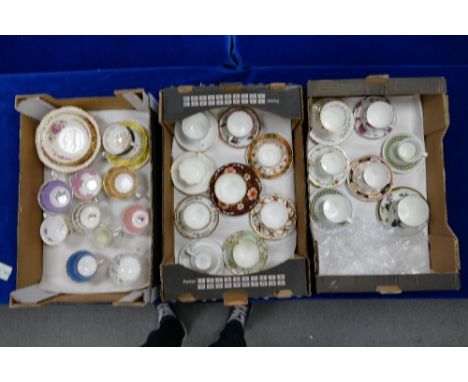 Collection of various cups &amp; saucers: includes Shelley, David Michael, Colclough, Collinwood, etc, together ivoryware bow