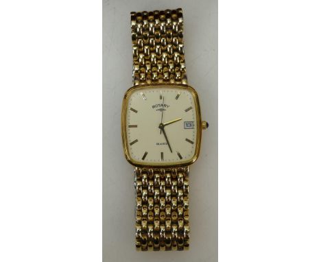 Rotary Gents Gold Plated Wristwatch: boxed with additional links 