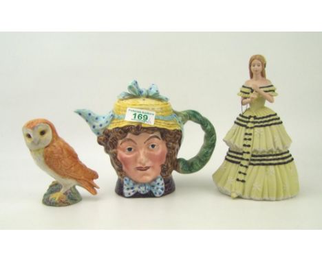 Wedgwood Christmas of Windsor figurine: Beswick owl 2026 and a Beswick Teapot Dolly Varden 1203 (3) 