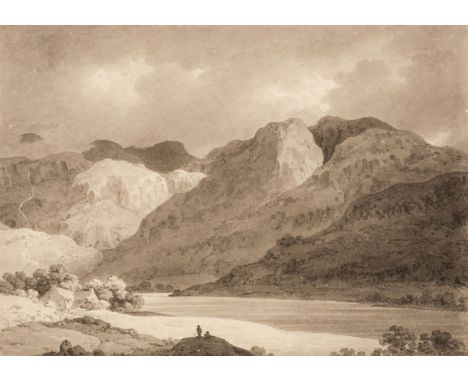 * Underwood (Thomas Richard, 1772-1835). Landscape in North Wales, pen, ink and grey wash on wove paper, inscribed in pencil 