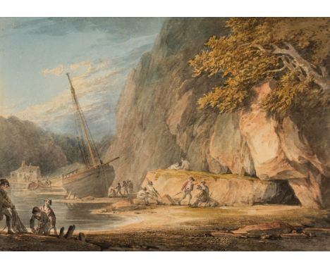 * Payne (William, 1755/60-circa 1830). Combe Martin, Devon, 1815, pen, black ink and watercolour on paper, depicting a beach 