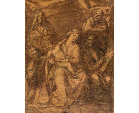 * Carducho (Vicente, 1576-1638). Holy Family with Saint Catherine, Mary Magdalen and Saint Luke, circa 1630-1638, pen and bla