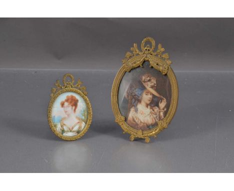 Two portrait miniatures, the smaller painted on ivory depicting a lady and signed Daisy, sold with Ivory Declaration No.6NETF
