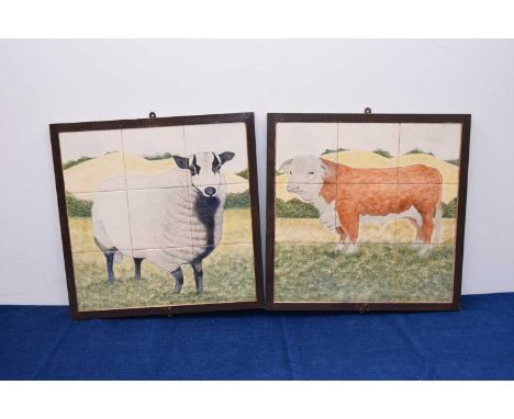 A pair of tile pictures, 50cm (2)