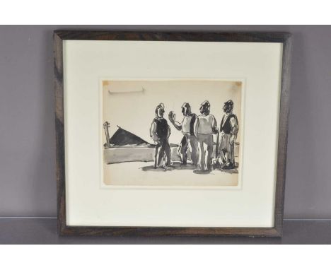 (ar) Josef Herman R.A (British 1911-2000), ink sketch of miners, signed to reverse, 25cm x 20cm, framed and glazed. Provenanc