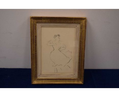 Sir Robert Ponsonby Staples (1853 to 1943), charcoal on paper sketch, titled "Marie Lloyd as Polly Perkins 1893", not signed,