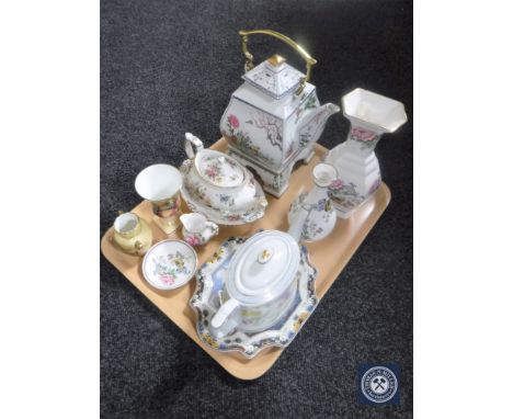 A tray of Crown Staffordshire Chelsea Manor china, Hammersley china teapot, Aynsley vase etc 