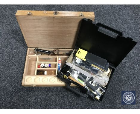 Two cases of fly making equipment, pen knife and pocket scales 