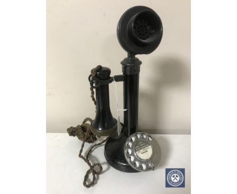 An early 20th century candlestick telephone 