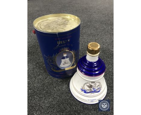 A boxed Bells 75cl Scotch Whisky decanter - To commemorate the birth of Princess Eugenie 