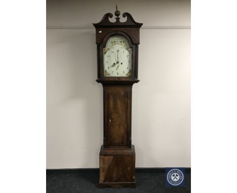 A George III inlaid mahogany longcase clock with painted dial (for restoration) CONDITION REPORT: Lacking key, pendulum and w