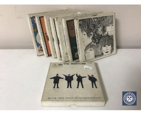 Eight vintage 3 1/4 TIPS twin track mono tapes including The Beatles Rubber Sole, Help , The Best of The Beach Boys, The Anim