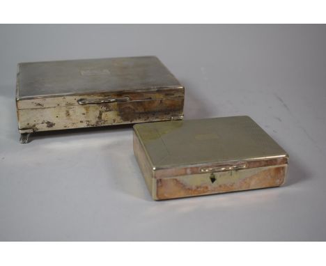 Two Silver Plated Cigarette Boxes with Engine Turned Decoration, One Engraved To Anne with Love and Appreciation 