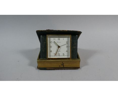 A French Novelty Travel Alarm Clock in the Form of a Book, Livre D'heures, 10cm Wide 