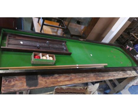 A Folding 19th Century Table Top Bagatelle Game with Scorer, Cues and Balls 