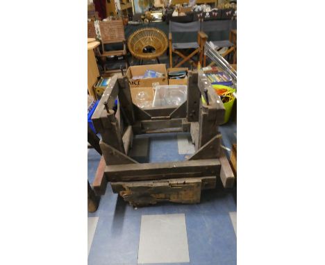 A Wooden Engine Block Trolley 