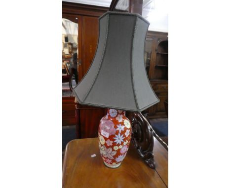 An Oriental Ceramic Table Lamp with Shade