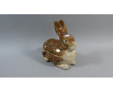 A Portuguese Novelty Ceramic Box in the Form of a Rabbit, 20cm Long 
