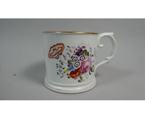 Two 19th Century Ceramic Tankards One Decorated with Hand Applied Floral Decoration and Inscribed 'F Barker' and the Other wi
