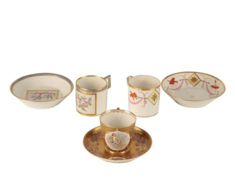 BERLIN (KPM) PORCELAIN COFFEE CUP AND SAUCER, CIRCA 1800-09, painted with a bouquet of brightly coloured flowers, blue scetre