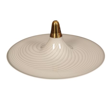 VETRI VENINI: A LARGE OPAQUE LIGHT SHADE PENDANT, circular form with swirl effect decoration, 73cm dia