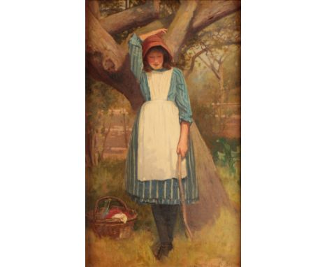 CARLTON ALFRED SMITH (1853-1946) A full length study of a young woman taking some shade whilst resting against the trunk of a