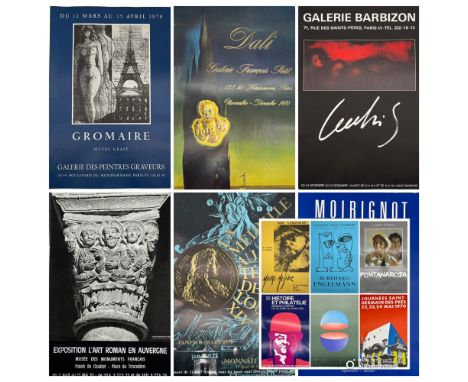 A collection of twelve Parisian art exhibition posters from 1969 and 1970 including Salvador Dali, Gromaire, Moirignot, Fonta
