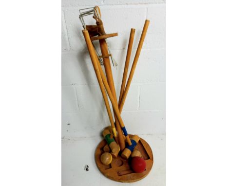 A vintage croquet set.