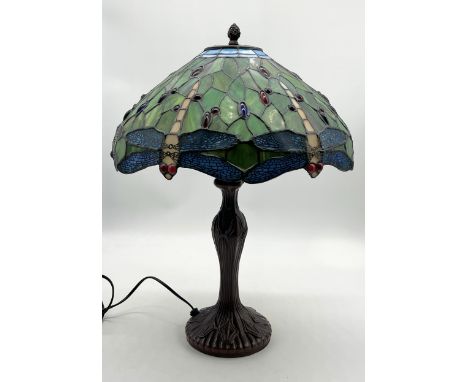 A Tiffany style dragonfly table lamp - height 40cm approx.