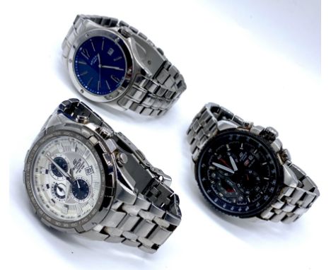 Three stainless steel watches- A Rotary "Monza along with two Casio Ediface chronographs