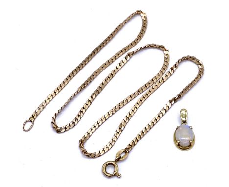 A 9ct gold chain (weight 4.8g) with 14ct gold pendant set with an opal