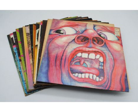 A small collection of various 12" vinyl records, including King Crimson, Jethro Tull, Focus, The Sensational Alex Harvey Band