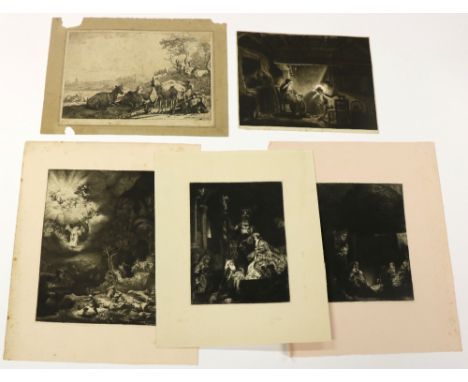 After Rembrandt & PotterPrints & Etchings: a collection of three Prints after Rembrandt; together with another after Paulus P