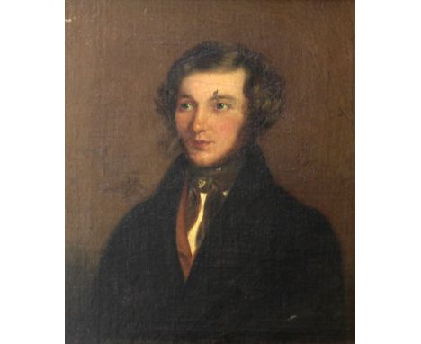 19th Century Irish School"Head and Shoulder Portrait of Myles Byrne," O.O.C., depicting a young Gentleman with curled hair, s