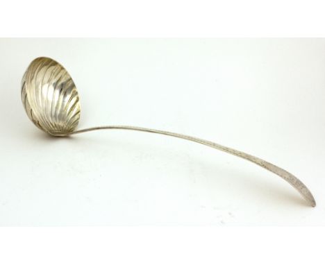 A very fine Irish bright-cut Soup Ladle, with scalloped bowl, Dublin c. 1798, approx. 6 ozs, and 15" long. (1)