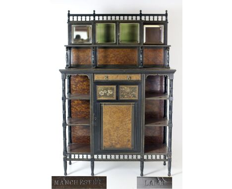 A fine quality 19th Century "Aesthetic" Display Cabinet, by Lamb of Manchester, the walnut and ebonised body with a turned ga