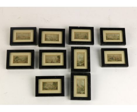 A set of 10 miniature colour Prints, of pastoral and street scenes etc., each mounted and framed. (10)Provenance: The Odlum F