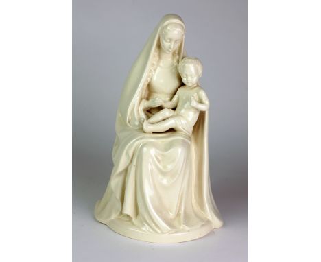 An attractive cream ware and porcelain Group, of the Madonna and Child seated by Goebel, West Germany, approx. 33cms (13") hi