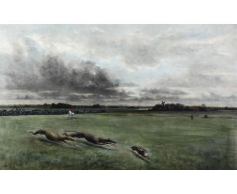 After Douglas AdamsGreyhound Coursing: "The Waterloo Cup," The Slip, & The Run-Up, an attractive pair of coloured coursing pr
