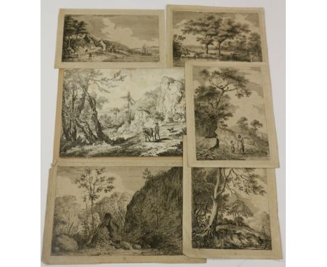 18th Century School"Figures in Landscape" prints and etchings; a small folder of six prints (five etchings and a lithograph) 
