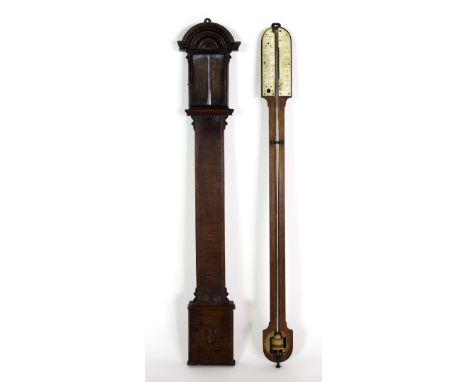 A 19th Century Irish mahogany Stick Barometer, by Spencer and Son, Grafton St., Dublin, with ivory face; and older ditto in a