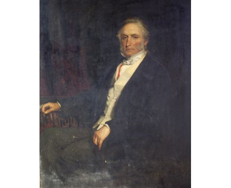 Wm. Gush, c. 1813 - 1888, 19th Century EnglishLarge full length, "Portrait of Thomas Paget," seated with yellow waist coat an