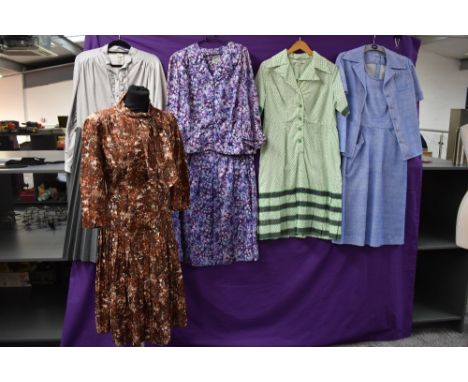 A mixed lot of vintage dresses and dress suits including Susan small, around 1960s to 70s.