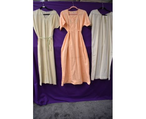 Three vintage nightgowns, two wool and one cotton.
