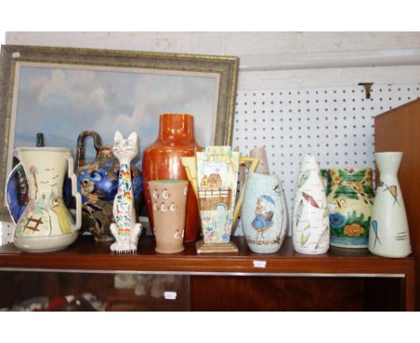 A COLLECTION OF VINTAGE CERAMIC VASES, mainly 1930s-50s including Wadeheath