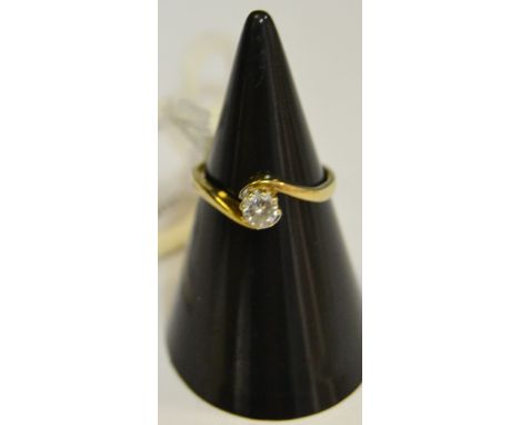 Jewellery - a 9ct gold diamond solitaire ring, a claw set brilliant cut diamond approx 25pt in weight on a twist, gross weigh