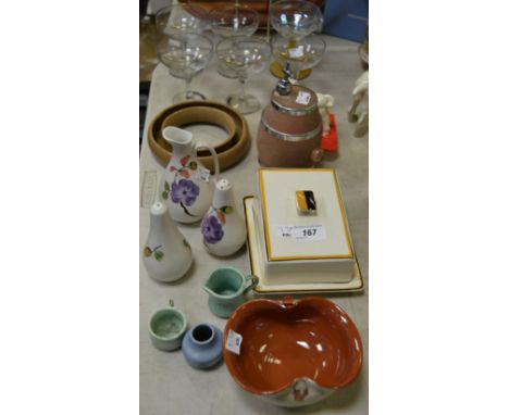 A set of six Babycham glasses; Radford;  etc
