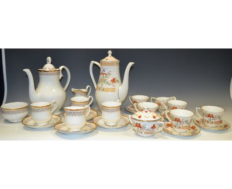 A Royal Albert Burlington pattern part coffee service; a Royal Worcester Chamberlain pattern part coffee service (2)