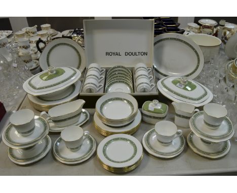 A comprehensive Royal Doulton Rondelay pattern tea and dinner service comprising of boxed cups and saucers; tureens and cover